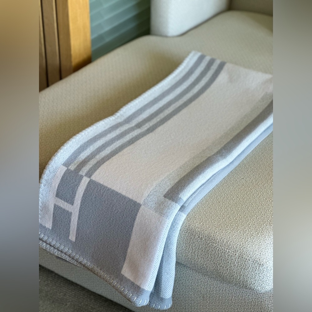 Hermes Ithaque Blanket Gris/Perle